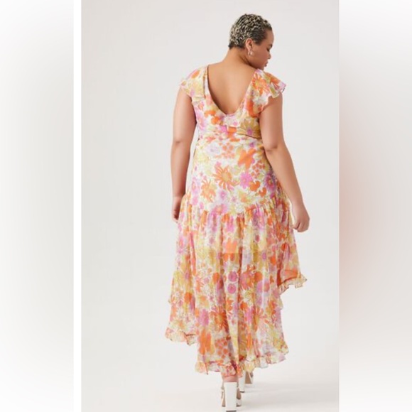 A11- 2x forever 21 chiffon dress high low - Picture 2 of 10